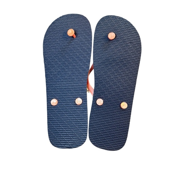 Juncture Flip-Flops Navy Blue and Pink "Catch Me By the Sea!" Print- Size L 9/10 - Picture 3 of 6